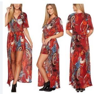 Wrangler Red and Blue Paisley Jumpsuit